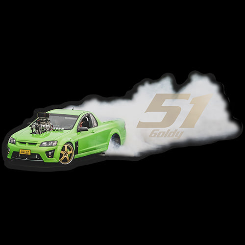 Goldy 51 Drifting 14LOZ Vinyl Sticker 20cm x 12cm