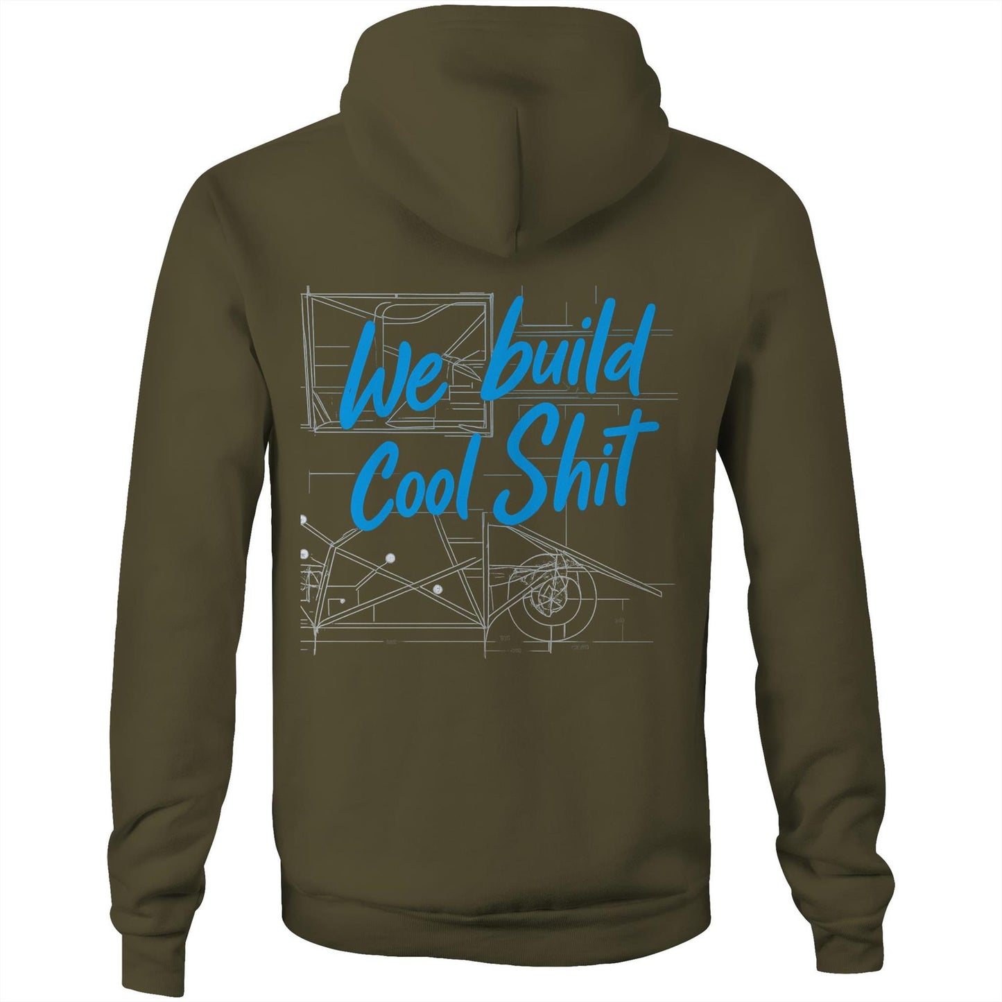 We Build Cool Shit WN Dripping Logo AS Colour Stencil - Pocket Hoodie Sweatshirt