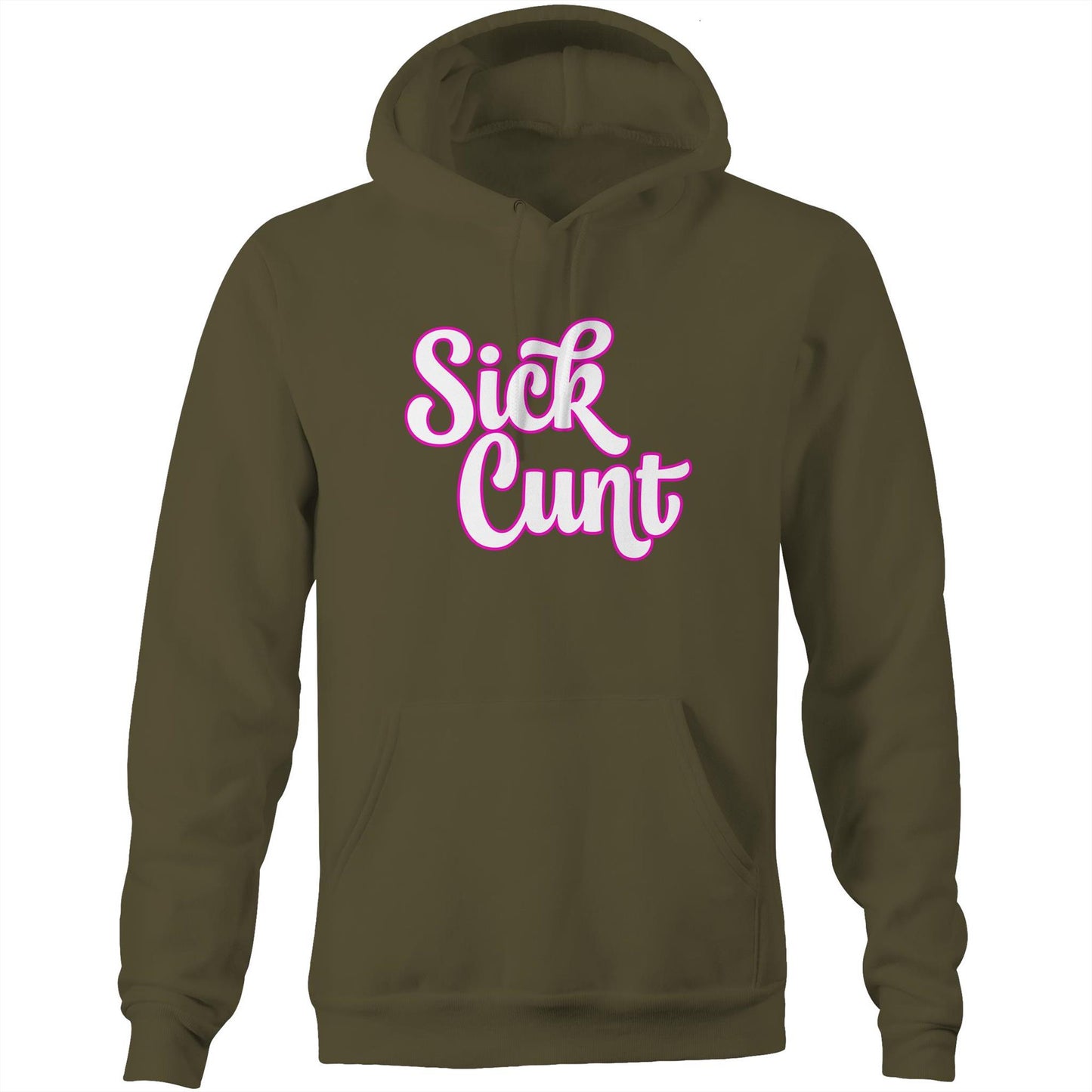Sick Cunt PInk White AS Colour Stencil - Pocket Hoodie Sweatshirt