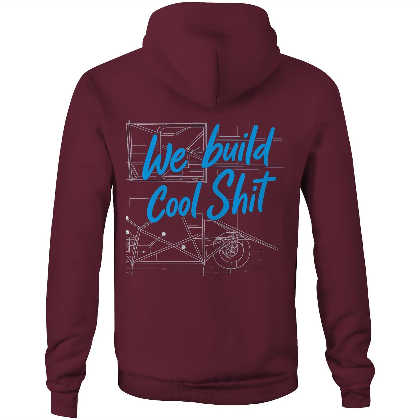 We Build Cool Shit WN Dripping Logo AS Colour Stencil - Pocket Hoodie Sweatshirt