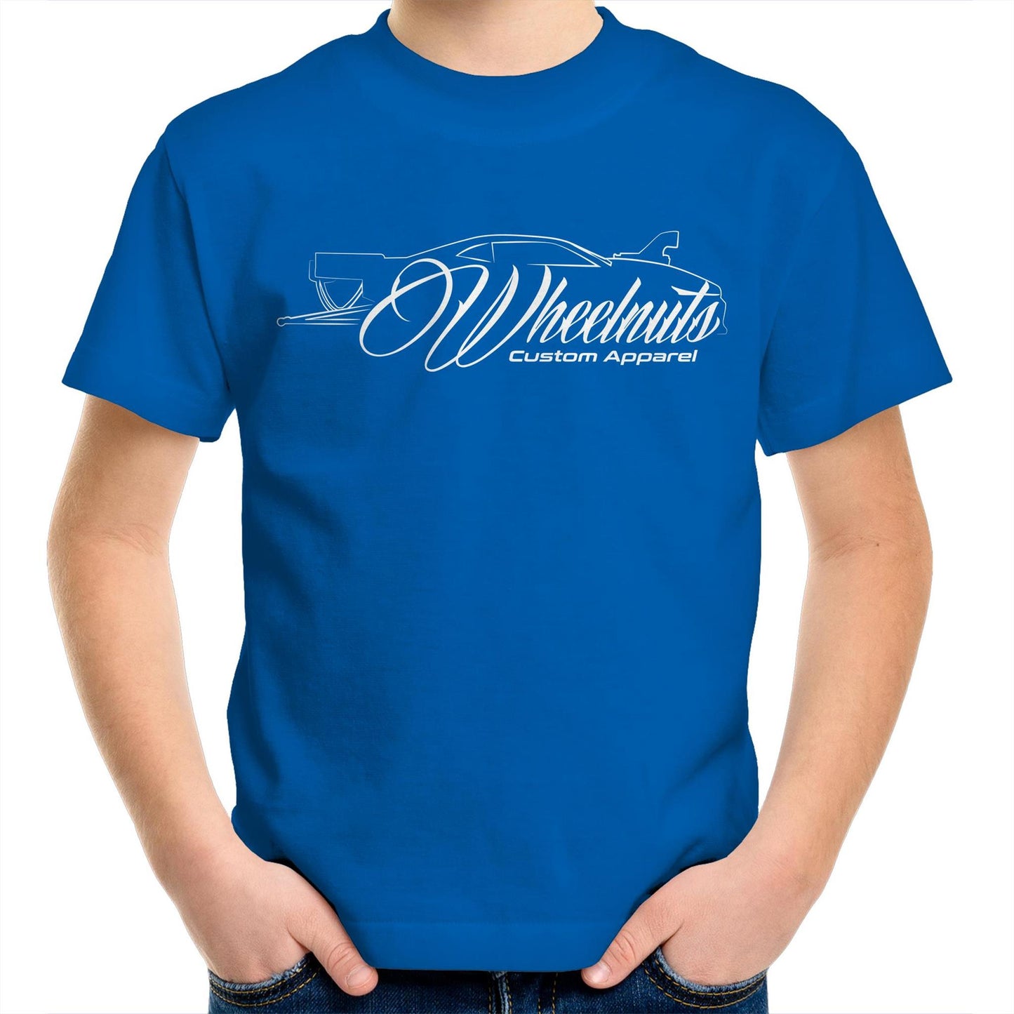 Wheelnuts Drag Car AS Colour Kids Youth T-Shirt