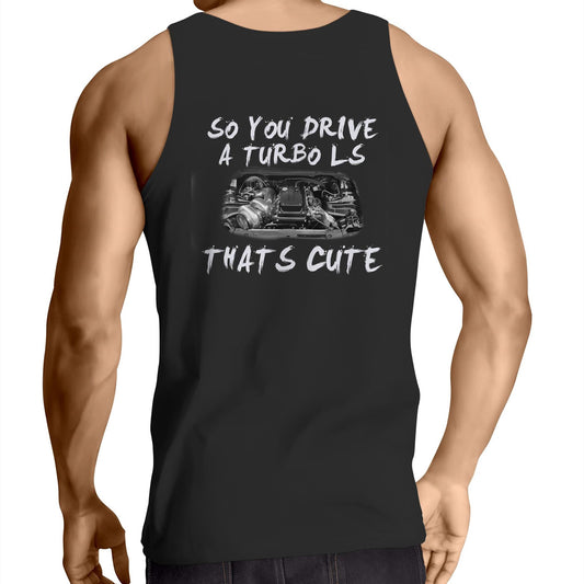 Thats Cute Barra Turbo WN Drag Logo Small AS Colour Mens Singlet Top