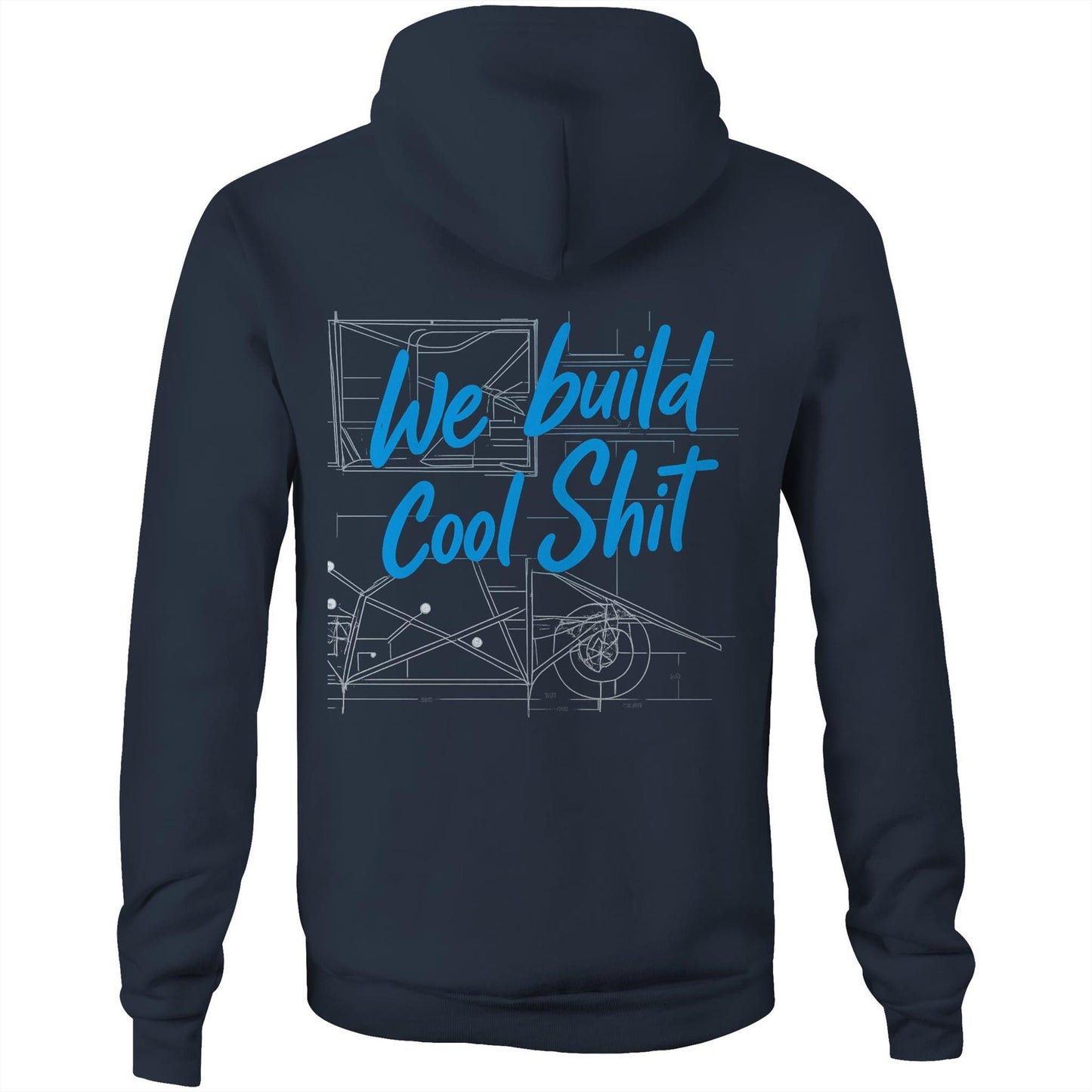 We Build Cool Shit WN Dripping Logo AS Colour Stencil - Pocket Hoodie Sweatshirt