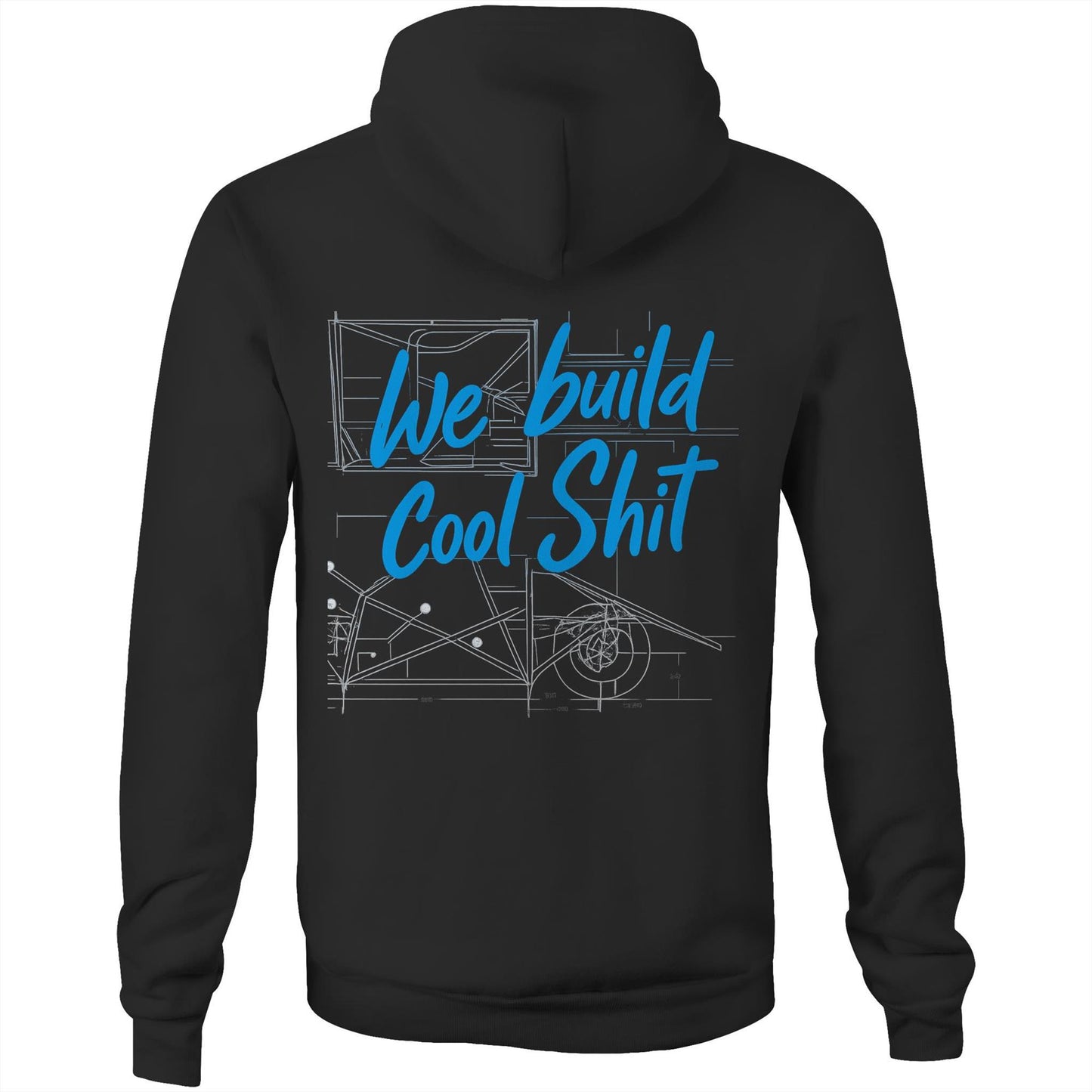 We Build Cool Shit WN Dripping Logo AS Colour Stencil - Pocket Hoodie Sweatshirt