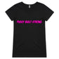 Pussy Built Strong AS Colour Bevel - Womens V-Neck T-Shirt
