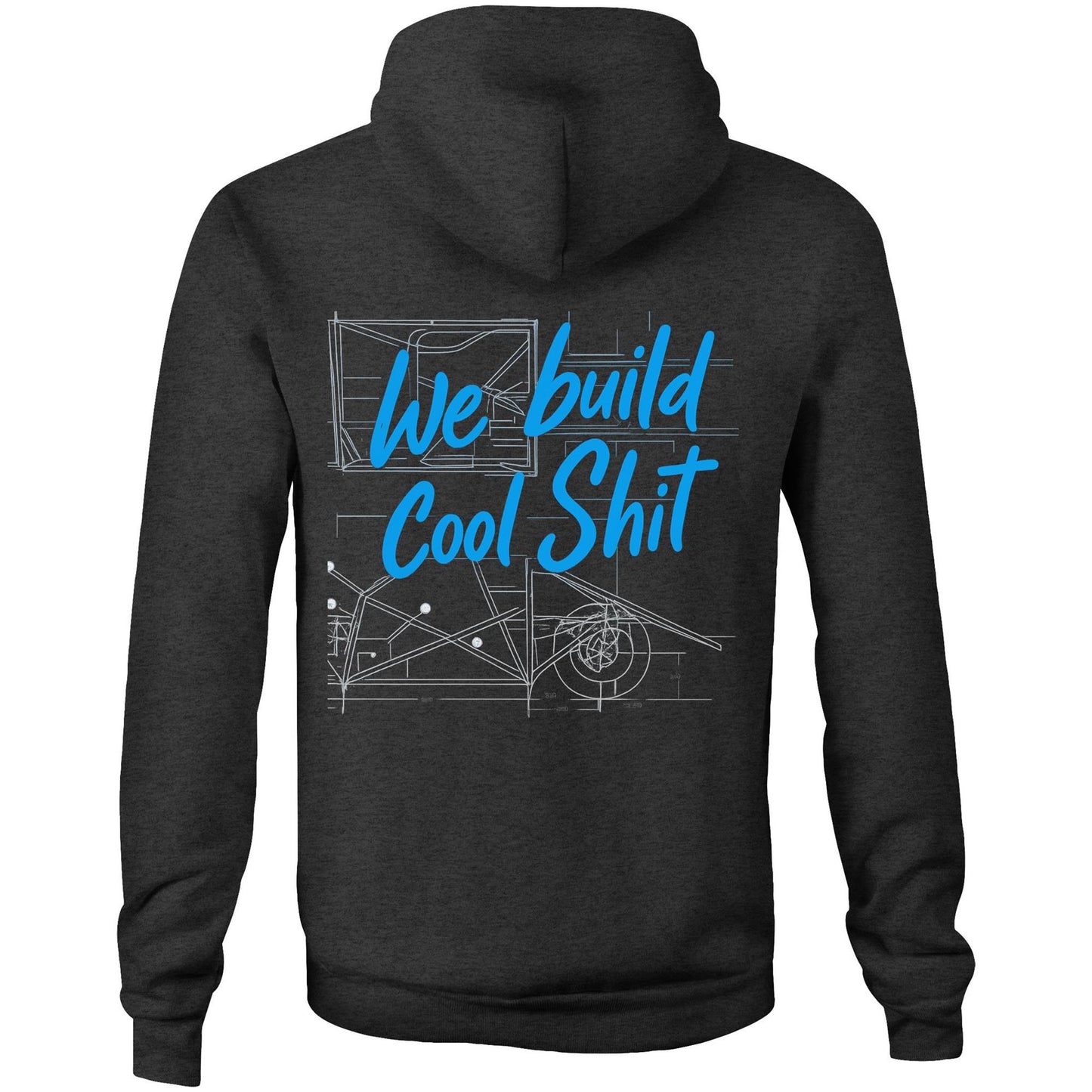We Build Cool Shit WN Dripping Logo AS Colour Stencil - Pocket Hoodie Sweatshirt