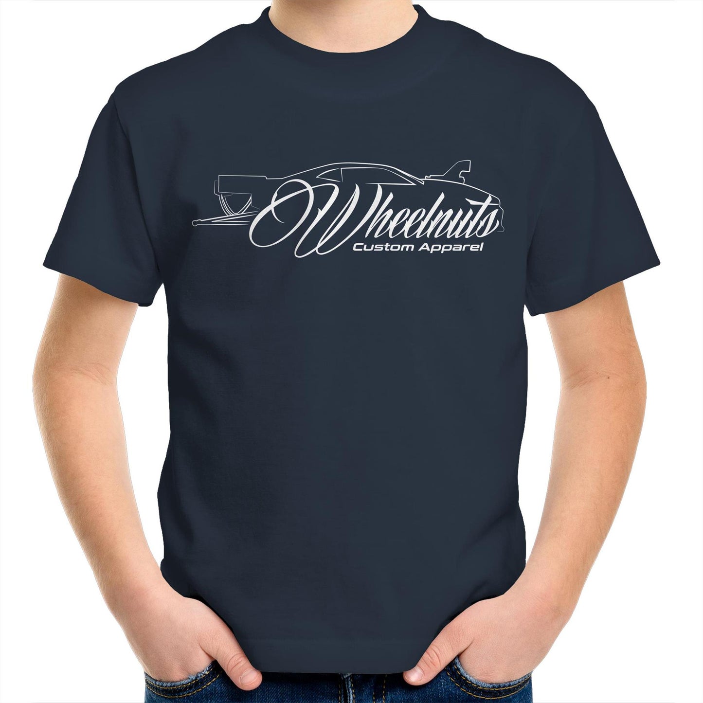 Wheelnuts Drag Car AS Colour Kids Youth T-Shirt