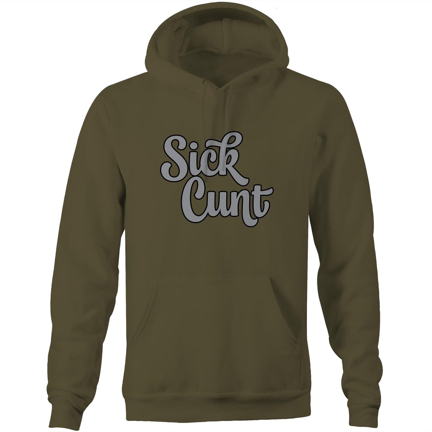Sick Cunt Grey AS Colour Stencil - Pocket Hoodie Sweatshirt