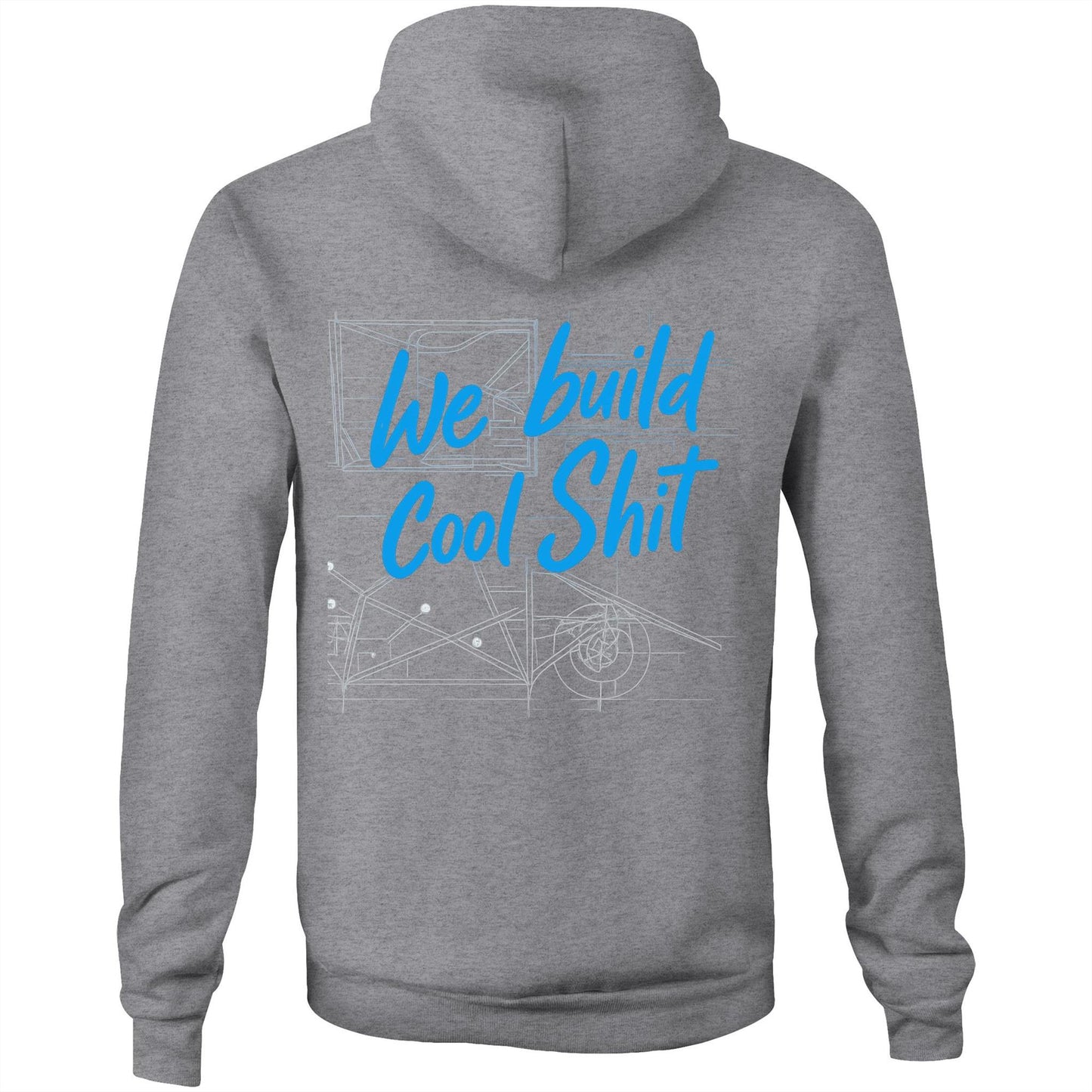 We Build Cool Shit WN Dripping Logo AS Colour Stencil - Pocket Hoodie Sweatshirt