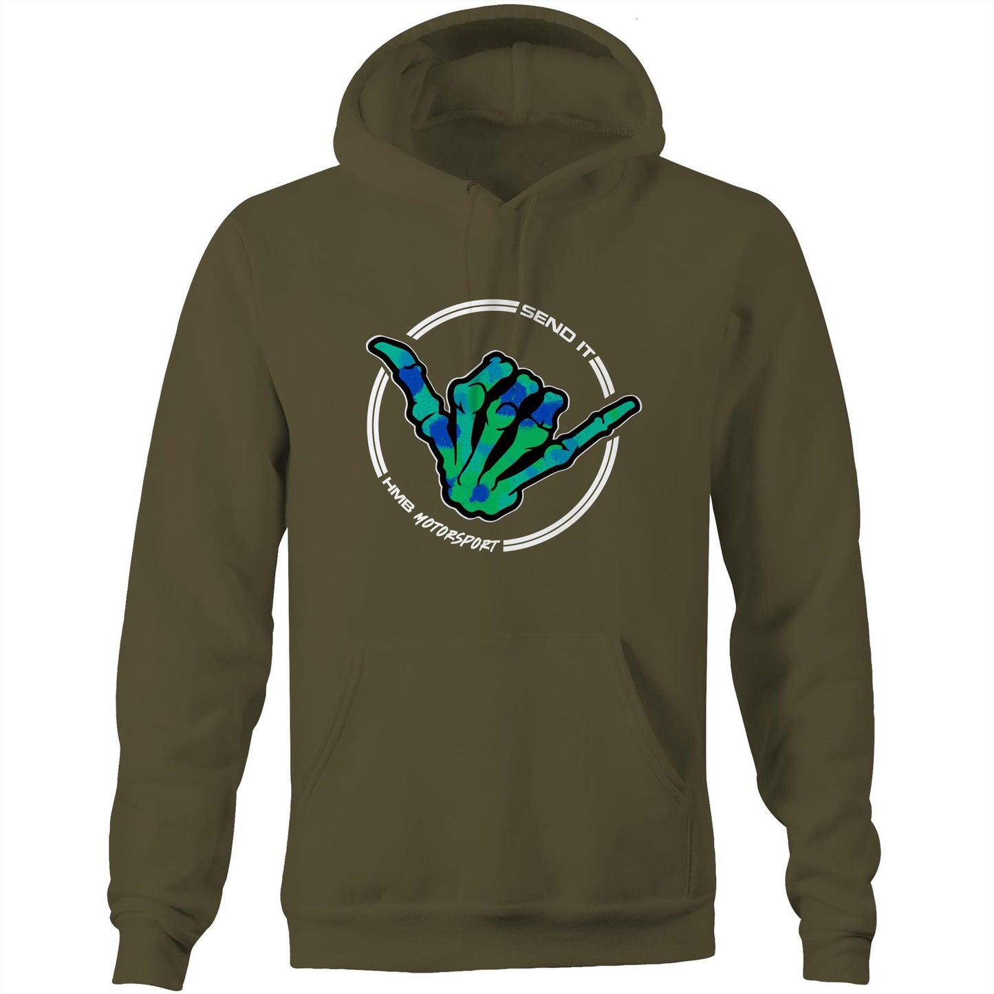 HMB Send It Green Blue AS Colour Stencil  Hoodie