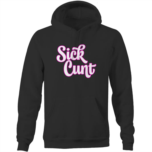 Sick Cunt PInk White AS Colour Stencil - Pocket Hoodie Sweatshirt